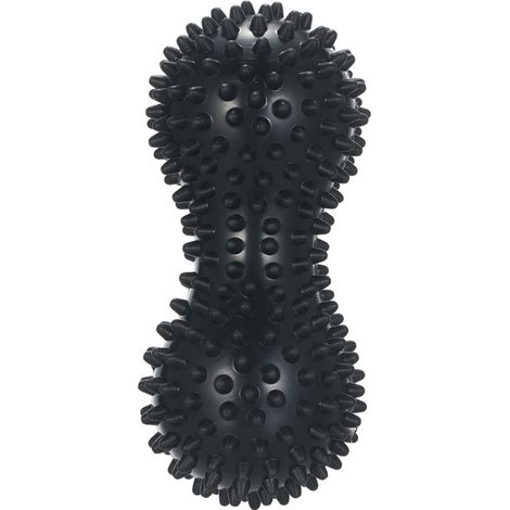 Balle de massage cacahuète yoga fitness soulage stress détend corps picots PVC noire (pour pieds corps mains)
