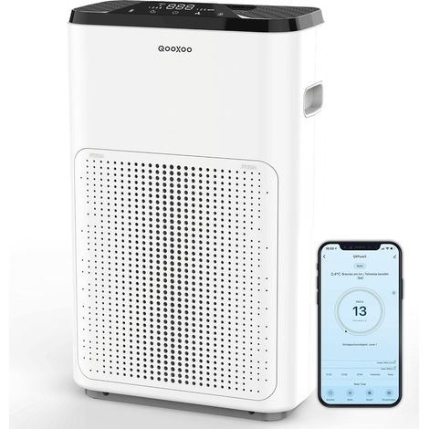 Purificateur d'air QXPure3 - CADR 215 m³/h - Jusqu'à 50 m² - Filtre HEPA 13 pour pollen, poussière fine, fumée, polluants et technologie QXAir+ tue 99,95% des virus (1/5)