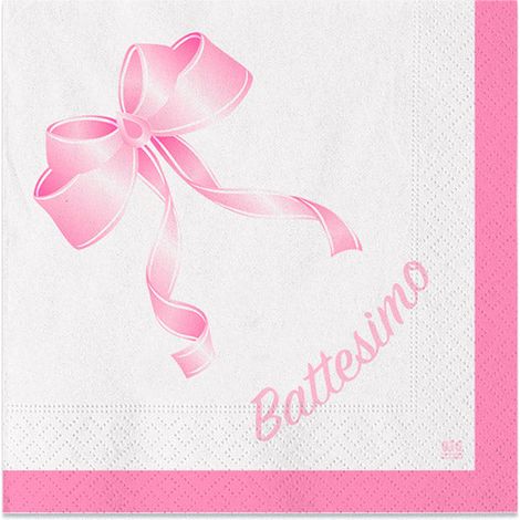 Big Party Tovaglioli Carta Battesimo 25 x 25 Cm Cf 20 Pz Rosa