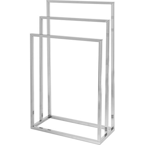 Portasciugamani da terra a 3 bracci moderno per bagno 160 x 50 x 50 cm in acciaio inox cromato 130003252