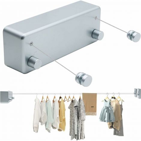 4.2M Retractable Clothesline Indoor Outdoor Portable Drying Rack Wall Mounted Bathroom (1/5)