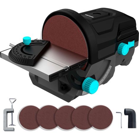 Cecotec Lijadora Eléctrica de Disco de Sobremesa PerfectSurface 1000 Stand Disc. 140W, 5 Recambios de Papel de Lija de 125mm