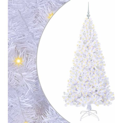Sapin de Noël artificiel avec 300 lumières LED blanches, 180 cm de haut, en PVC et acier. (1/5)