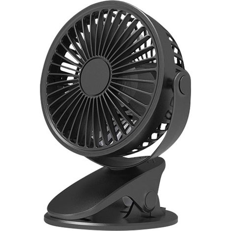 Ventilateur De Bureau USB - Ventilateur Clipable Portable - 3 Vitesses - Silencieux - Rechargeable - Pour Bureau Chambre Voiture Camping - Noir (1/3)