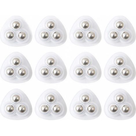 Lot de 16 mini roulettes adhésives, pivotantes à 360°, 3 rouleaux à billes en acier pour poubelles, organiseurs, poubelles, transparent (1/5)