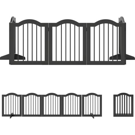 Cancelletto per cani pieghevole autoportante a 5 pannelli in legno e MDF 261,5x61 cm MODENUIT (1/5)
