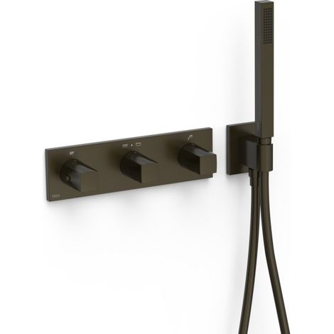 Mitigeur thermostatique douche encastré à 2 voies B‑system Noir Bronze - TRES 30725301KMB