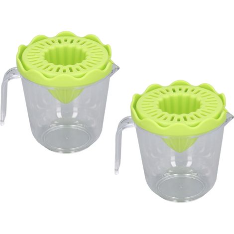 2 Pièces Presse-agrumes Manuel pour Citrons et Oranges, Extracteur à Main Multifonction en PP pour Cuisine, Vert (1/5)