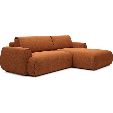 Divano letto angolare destro in tessuto ciniglia terracotta - MONELIA (1/5)