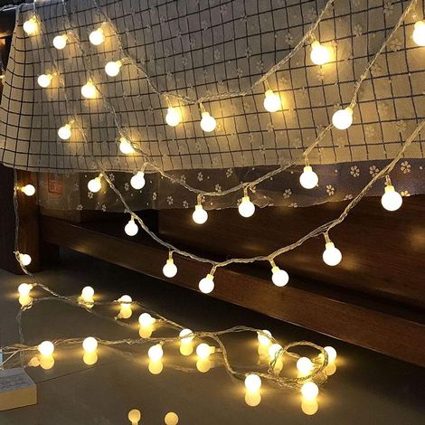 Guirlande Lumineuse Boule LED - 40 Lampes - 6 M - Mode Fixe ou Clignotant - Alimentation Piles AA - IP44 - Pour Intérieur Extérieur Jardin Fête Noël (1/5)
