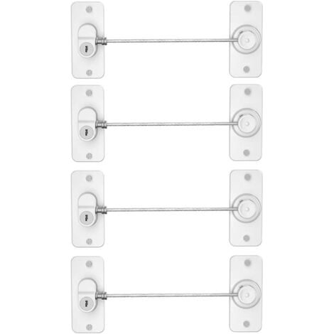 Lot de 4 serrures de réfrigérateur avec clés, pour réfrigérateur, armoires, tiroirs, lave-vaisselle, toilettes et sécurité enfant, adhésif sans trace et sans perçage (blanc) (1/5)