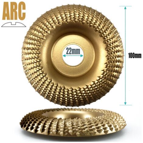 royaluxe-Disque de ponçage pour bois 100 mm, pour matériaux abrasifs grossiers, disque de sculpture sur bois adapté aux meuleuses d'angle de 125 mm, diamètre intérieur 22 mm, Doré (1/5)