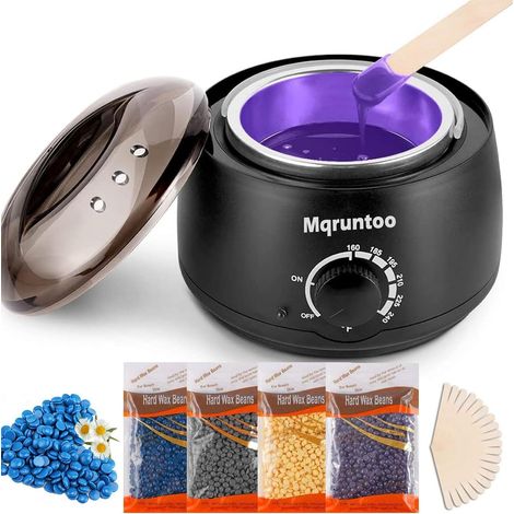 Chauffe Épilation à la Cire Chaude 500ml,Avec 400g de fèves de Cire et 10 Baton de bois, Profitez epilation cire chez vous (1/5)