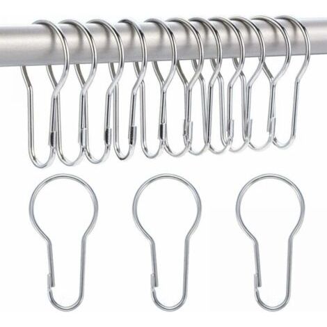 Crochets d'anneau de rideau de douche, paquet de 40 pièces de 2.2mm pour le tri et l'organisation, crochets de rideau à boucle de levage (1/4)