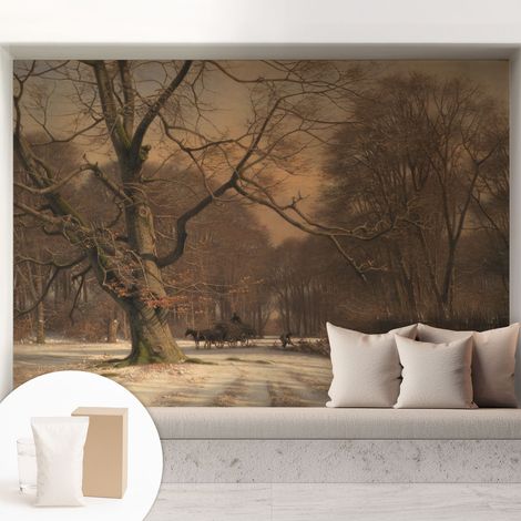 Fototapete Tapete Vliestapete mit Kleber - trendige Wanddeko - Schlafzimmer - Wohnzimmer Winterlandschaft 208x146 cm (1/5)