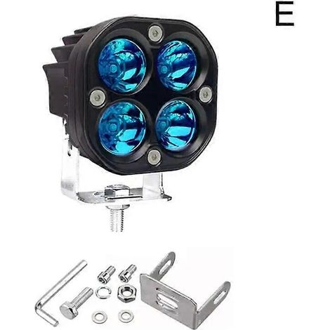 Barre lumineuse de travail LED 3 pouces 12V 24V pour voiture, phare antibrouillard jaune, 4x4, moto tout-terrain, tracteurs, projecteur carré blanc, taille unique, bleu (1/5)