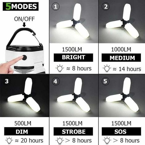 Light outdoor portative Lantern of camping LED Solar Light Banque of power rechargeable Banque of lighting outdoor powerful Lamp of emergency of the lamp of pocket portable (1/4)