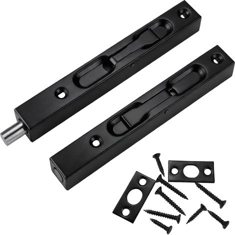 Lot de 2 loquets coulissants pour porte dissimulée en acier inoxydable 304 brossé pour portes françaises en bois (finition vert-de-gris) (1/5)
