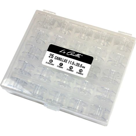 Spulen – 25er-Pack – Transparenter Kunststoff – 11,5 x 20,5 mm – Für Nähmaschinen (1/3)