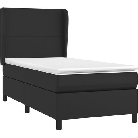 vidaXL Giroletto a Molle con Materasso Nero 90x190 cm in Similpelle (1/4)