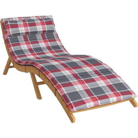 Un coussin de bain de soleil rouge et gris, mesurant 178 x 60 x 4 cm. (1/5)