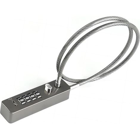 Stahlkabelschloss, 4-stellige Zahlenkombination, für Fahrradboxen, Zäune, Aufbewahrungsschränke, Farbe: Gunmetal (1/5)