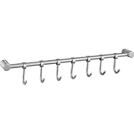 Barre de suspension murale en acier inoxydable pour ustensiles et casseroles – Avec crochets coulissants (1/5)