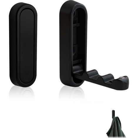 Robuste, klappbare Wandhaken, 2er-Set, schwarze, klappbare Kleiderhaken, geeignet für Badezimmer, platzsparend. (1/5)