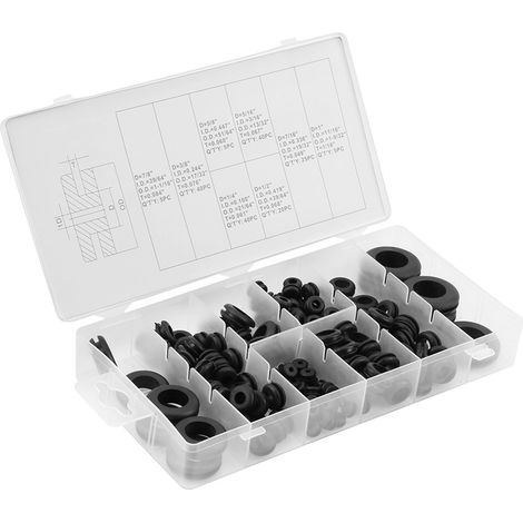 Assortiment de 180 rondelles et œillets en plastique souple pour joints électriques (1/5)