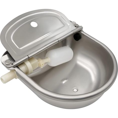 Lauwexe – Abreuvoir automatique en acier inoxydable 304 – Valve flottante réglable – Bouchon de vidange – Dimensions 26x26x10cm pour chevaux, chiens, bétail (1/5)