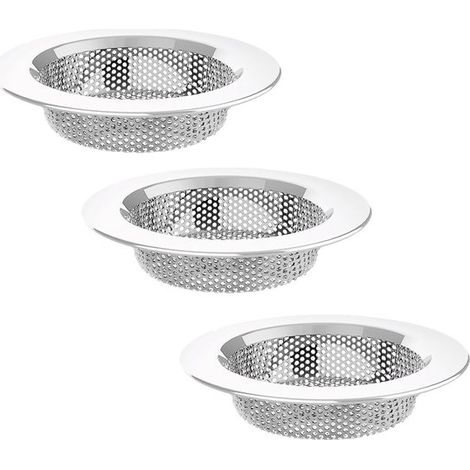 3-teiliges Spülbecken-Sieb, Edelstahl, 11 cm, 2 cm – Geeignet für Küchen- und Badezimmerabflüsse – Silber (1/5)