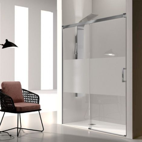Parete doccia fissa + porta scorrevole GLASÉ vetro serigrafato 150 cm