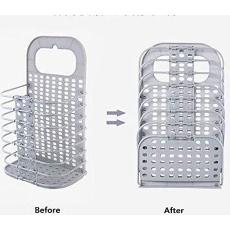 Panier à linge mural pliable pour vêtements sales, sans perforation, à suspendre au mur, panier de rangement pour jouets de salle (1/4)