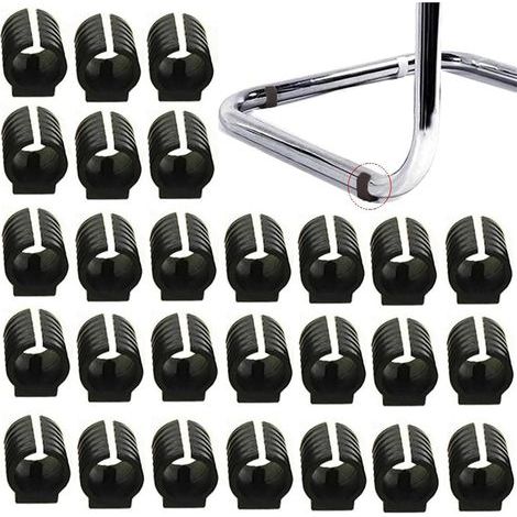 CCYKXA 32pcs Chair Leg Caps Tube End Caps Pads Furniture Floor Protectors U Shape Plastic Chair Caps,Chair Leg Caps Silicone Tube Clamp (25mm,Black)