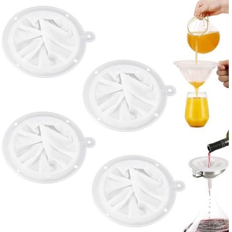 Filtre à Tamis Fin - Nylon - 4 Pièces - 200/300/400/450 Mailles - Compatible Entonnoir 5 Pouces - Sûr
