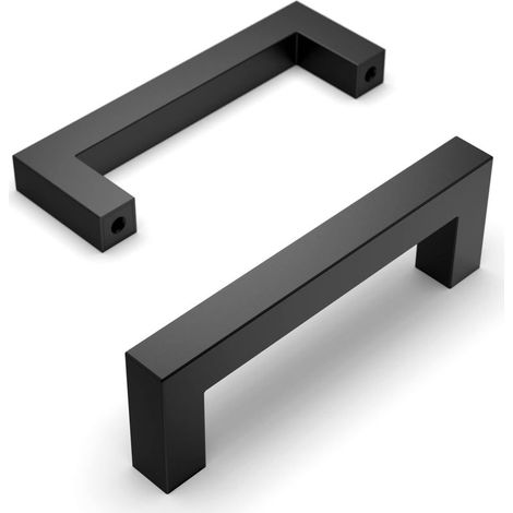 Juego de 10 tiradores negros para armarios de cocina, con una separación entre orificios de 96 mm, de acero inoxidable. Tiradores para armarios de cocina, puertas de cocina y muebles de cocina. (1/5)