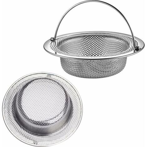 Crépine d'évier de cuisine, crépine en 2 parties avec poignée en acier inoxydable, égouttoir, bouchon, pour éviers de cuisine/salle de bain, crépine anti-obstruction de 11 cm de diamètre (1/5)