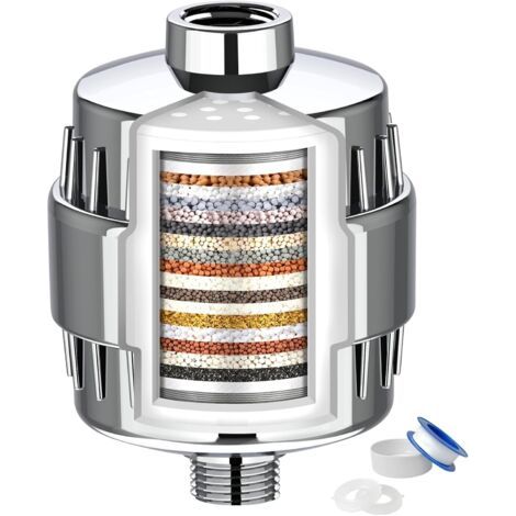 Filtre de douche - pour réduire le chlore, les métaux lourds et les odeurs dans l'eau - 1 jeu, diamètre intérieur 15 mm (1/4)