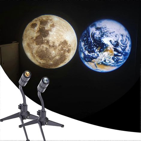 Lampe Lune Projecteur d'Étoiles USB Veilleuse Projection Lune Terre Décoration pour Chambre, Cadeau, Décoration de Chambre, Fond Photo