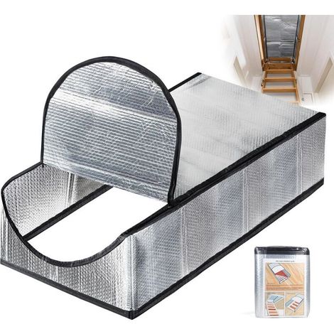 Isolation pour escalier, isolation pour trappe d'escalier de grenier, isolation pour escalier en aluminium double face avec fermeture éclair (1/5)