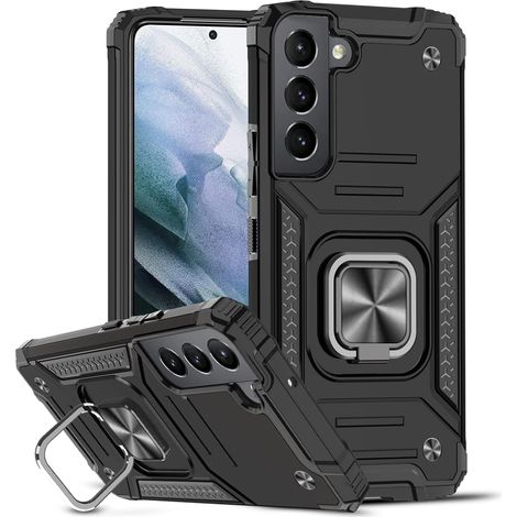 CUSTODIA ARMOR PER SAMSUNG GALAXY S22 5G SILICONE NERO CON SUPPORTO S901 (1/5)