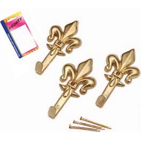12BL GANCI PER QUADRI GIGLIO ORO GRANDI IN BLISTER - mm.47, in bl.3 pz.