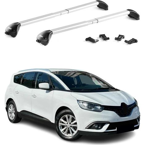 OMAC Barres de toit transversales certifiées TÜV pour Renault Grand Scenic IV 2016-2022 – Verrouillables (4 antivols) – Charge max 100 kg – Fixation durable Argent