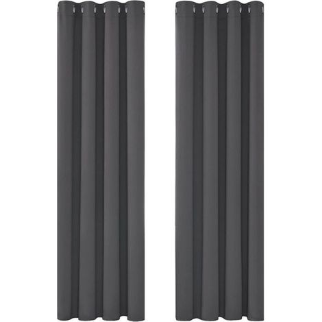 Rideaux thermiques occultants anti-froid – 135 x 240 cm, gris foncé, œillets métalliques, lot de 2 pièces (1/4)