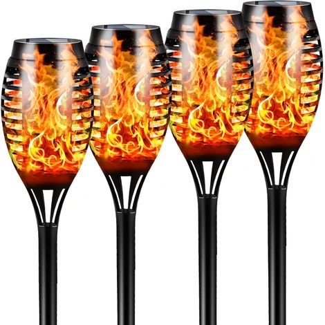 Lampes solaires de jardin d'extérieur, lot de 4 lampes solaires à 12 LED, lampes solaires étanches IP65 (1/2)