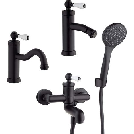 Jacuzzi Rubinetteria set miscelatori Tosca lavabo bidet e gruppo vasca color nero opaco (1/5)