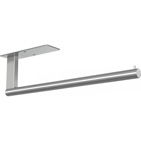 Porte-rouleau de cuisine sous meuble, porte-essuie-tout en acier inoxydable argenté, support mural adhésif, idéal pour placard, cuisine, salle de bain (1/5)