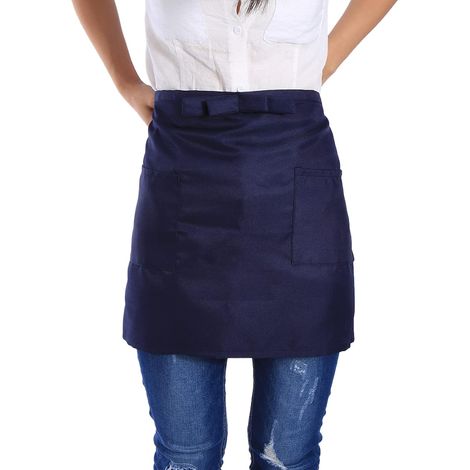 Tablier de Cuisine Unisexe de Couleur Unie avec Nœud Papillon et 2 (1/5)