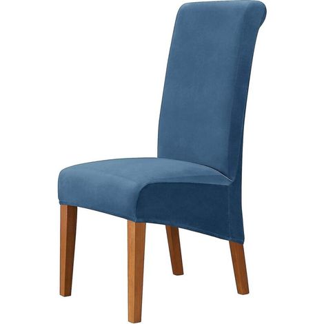 Housses de chaises pour salle à manger, housses extensibles et douces pour grandes chaises, lavables et amovibles, lot de 2 (bleu). (1/4)