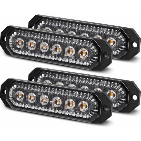 4pcs Emergency Strobe Lights Amber Flashing Lights LED Hazard Warning Beacon Lamps 12/24V for Car Truck Trailer (CB-01) (1/5)